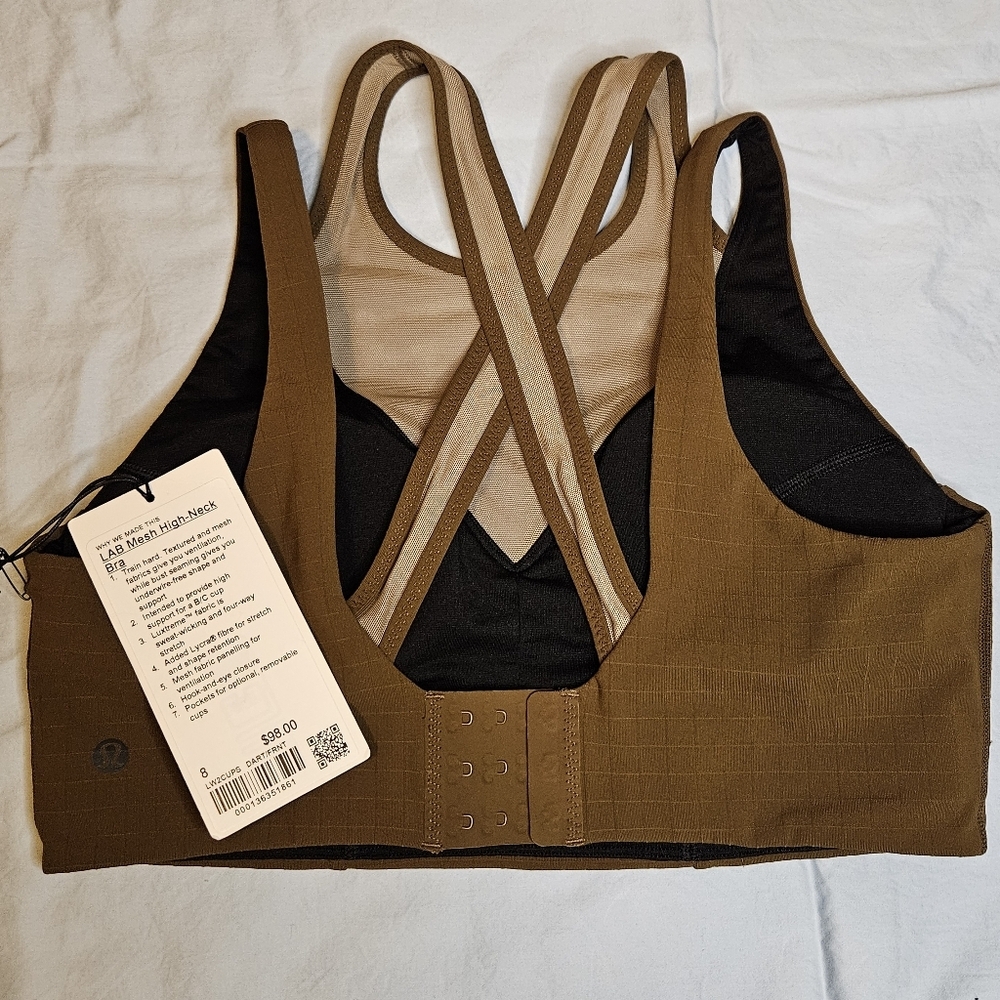 G007. Lululemon Lab Olive Green Bra - Size 8 - Picture 3 of 8